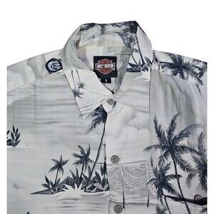 Harley Davidson x Tori Richard VTG Hawaiin Button up SS Mens Size S Made In USA